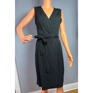 Banana Republic Women Black Sleeveless Faux Wrap Dress XS NWT Career Cocktail